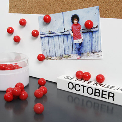 Loft49shop品库 小圆罐红色圆球磁铁套装/创意冰箱贴/创意磁铁