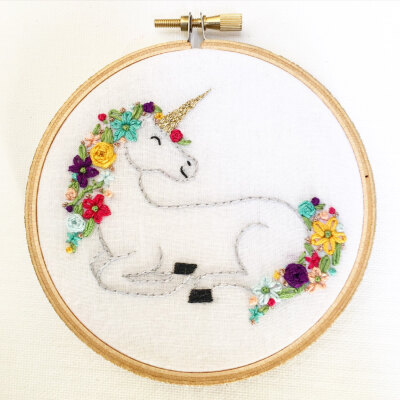 Floral Unicorn Embroidery Hoop Art Embroidery by Cocoshoopla