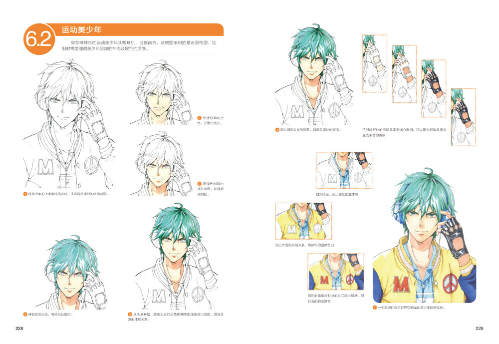 全面解析美少年绘制的秘密，五官发型、头身结构、服饰配件、动作表情、构图上色，一本统统搞定！超过1000个美少年图例可供读者临摹参考和创作素材之用！#漫画素描##美少年##零基础#