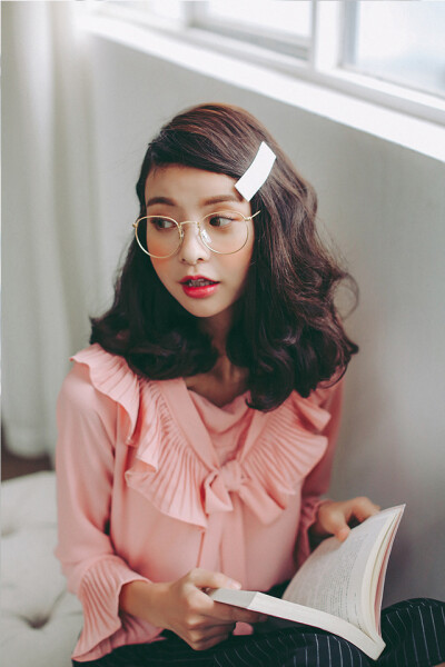 【水滴森林】荷叶边韩版长袖雪纺衬衫甜美公主宫廷百褶袖摆