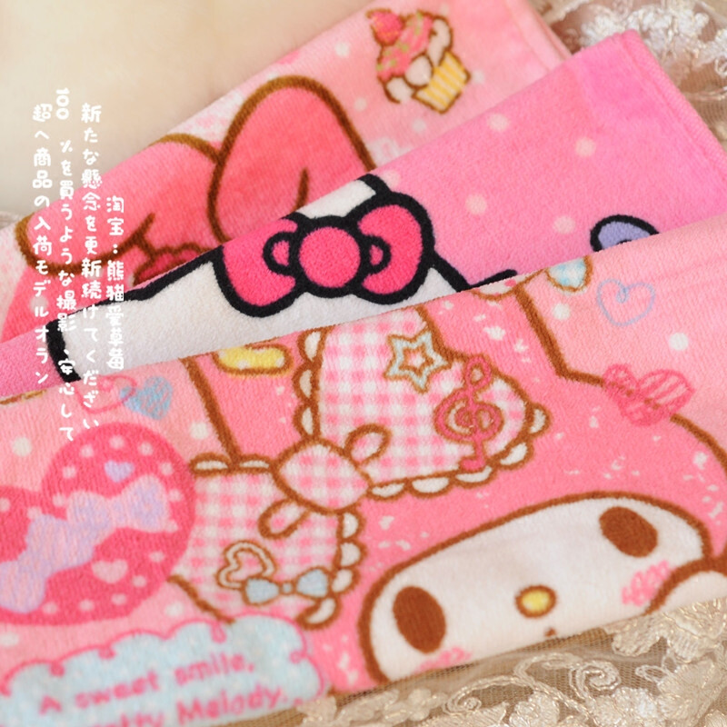 出口日本 可爱卡通hello kitty 毛巾美乐蒂纯棉小毛巾儿童方巾