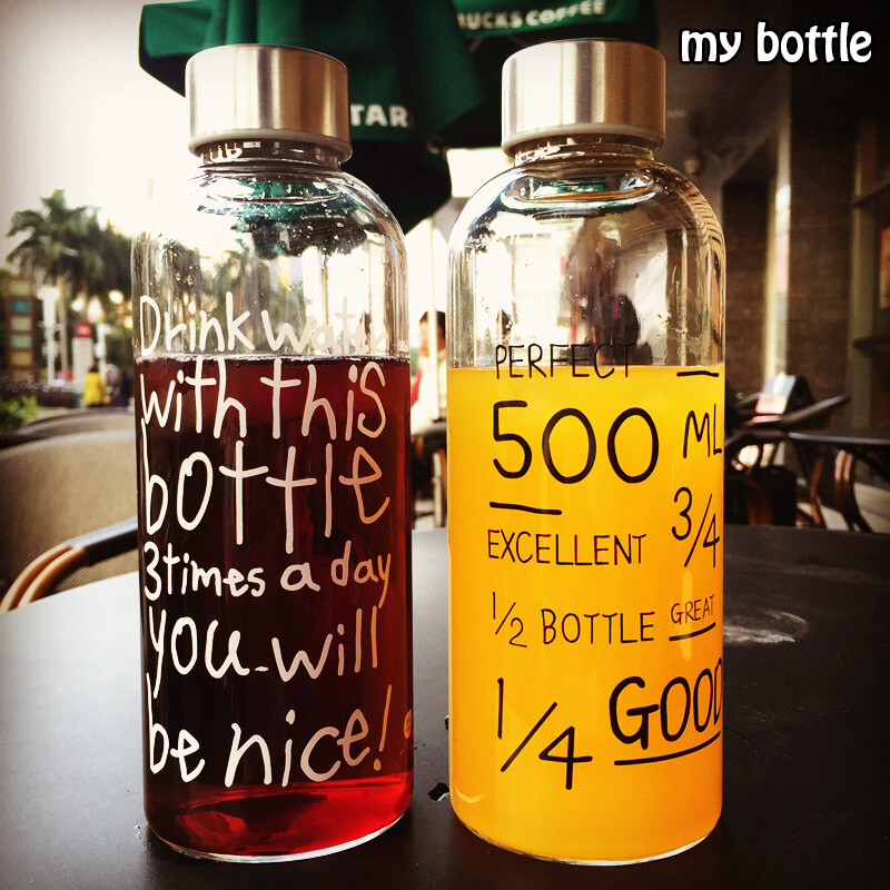 韩国my bottle玻璃杯透明学生夏季水瓶创意便携大容量柠檬随手杯