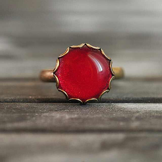 【预定】立陶宛设计师手工饰品礼物｜只为拥抱你｜红沙古铜戒指

