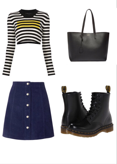 Top:Marc Jacobs/Skirt:Topshop/Shoes:Dr Martens/Bag:Saint Laurent