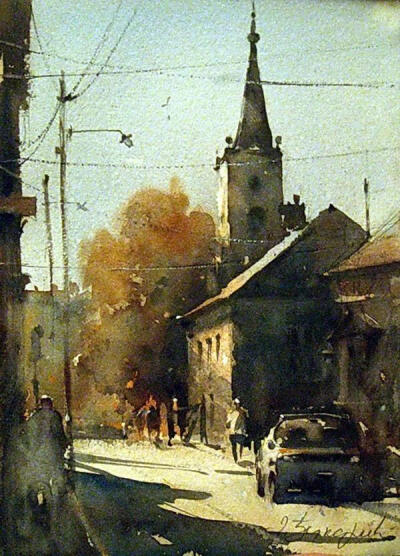 塞尔维亚 - 科维奇Djukaric 水彩画
