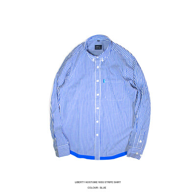 LIBERTY KSOTUME stripe b.d shirt 条纹撞色边衬衫