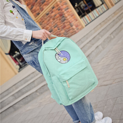 双肩包2016日韩时尚潮包学生包卡通印花书包马卡龙纯色旅行包