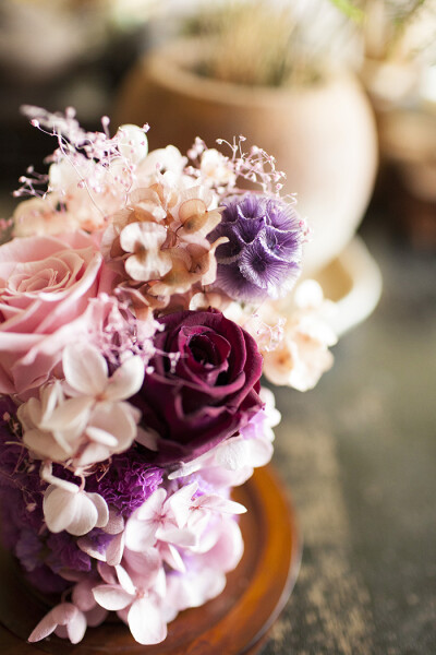 拥抱你～紫色永生花蛋糕 很温馨的颜色 送给妈妈 