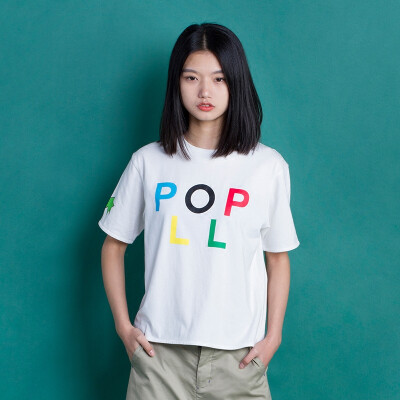 LLANO 2016 POP春夏 主题字母POPLL百搭纯棉短袖T恤25号发货