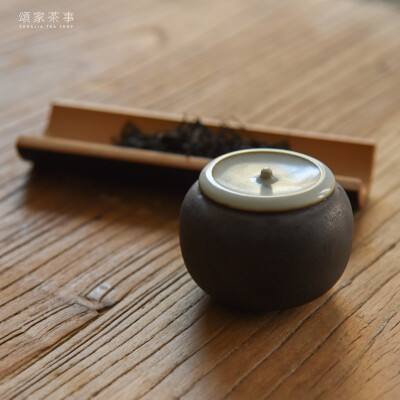 颂家茶事 铁釉茶叶罐 日式茶仓 茶道配件金属釉