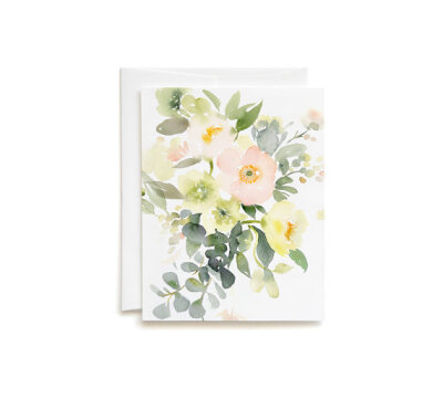 Poppies and Hellebores Bouquet Blank Greeting Card