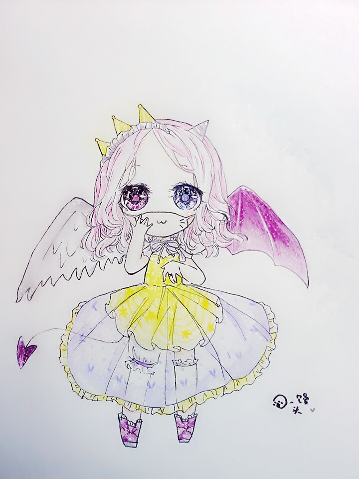 手绘 彩铅 Q版 女孩