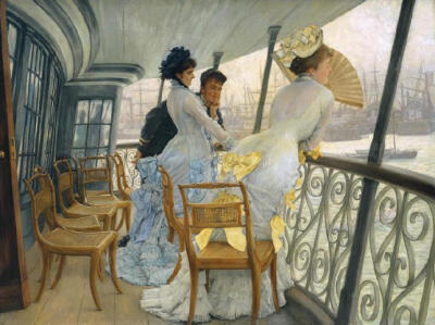 #王国分享#by_James Tissot，他早年的作品题材以历史人物为主，但到了1864年他改变了作品题材，开始描绘当时在日常生活中各种场景里衣着时髦的女人，并获得了巨大成功。更多作品O网页链接