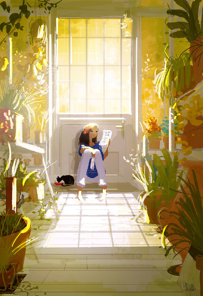 #王国分享# 来自美国的插画师Pascal Campion，轻松随意的画风，画面大多描绘生活中的小场景。他说，一旦在某个瞬间觉得需要充电，但可能现实不允许他这么做的时候，会选择用画画来表达。更多作品O网页链接