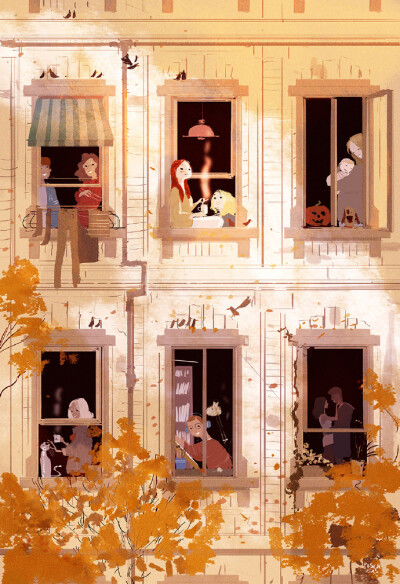 #王国分享# 来自美国的插画师Pascal Campion，轻松随意的画风，画面大多描绘生活中的小场景。他说，一旦在某个瞬间觉得需要充电，但可能现实不允许他这么做的时候，会选择用画画来表达。更多作品O网页链接