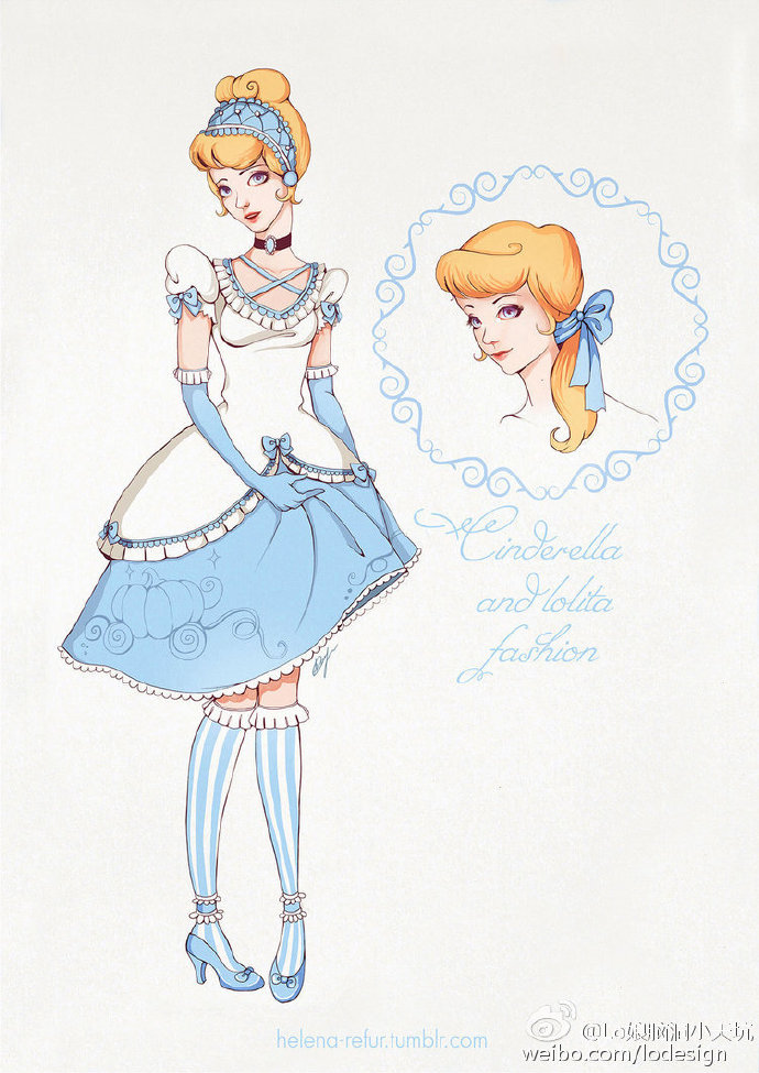#Lo装画作欣赏# 迪士尼公主本身就是穿裙子的老手了，然而Moon-In-Milk O网页链接 仍然不满意，又为每位公主都设计了一套真正的Lolita洋装，效果拔群！个人最喜欢青蛙公主的，你呢？