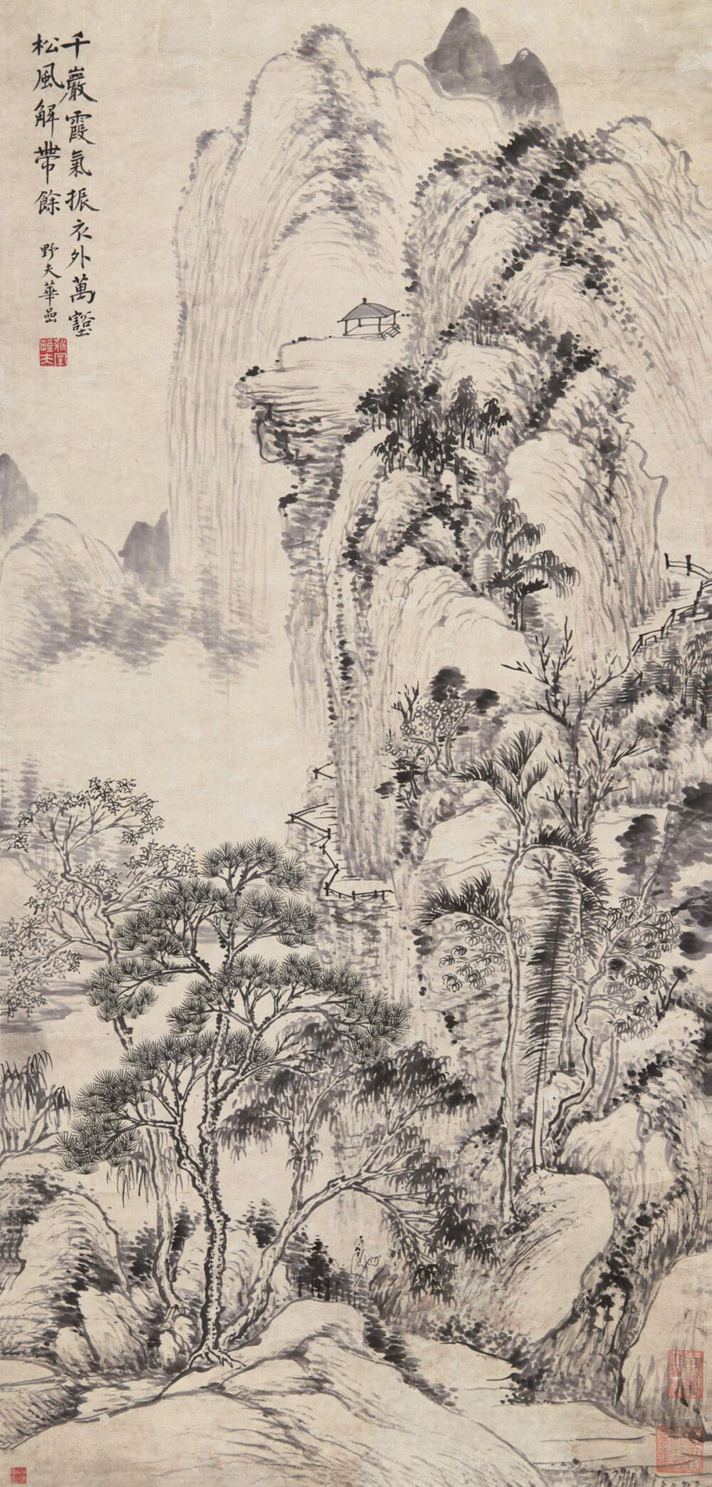 华岩山水立轴纸本作品欣赏