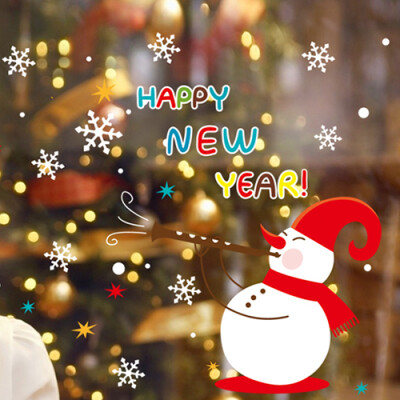 雪人吹响新年号角，彩色“HAPPY NEW YEAR”字样自带欢乐。新年就要快乐，将烦恼通通赶走。