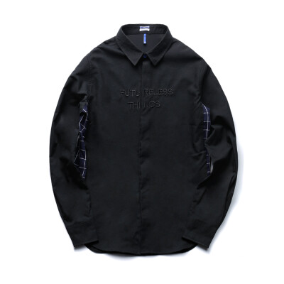 OBSERVER 15SS THE BLACK MOON JOINT SHIRT 牛津纺压胶拼接衬衫