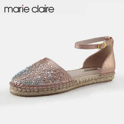 「鞋子」----Marie Claire/MC 2015时尚休闲凉鞋烫钻编织平底单鞋女绑带女鞋