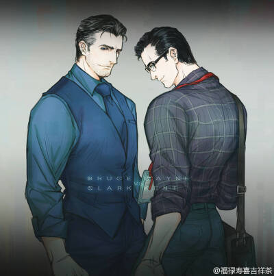 DC 手绘插画 超蝙 蝙蝠侠大战超人 BvS superbat 小记者 Clark Kent 总裁 Bruce Wayen batman