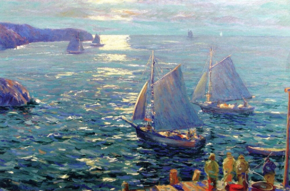 Jonas Lie （1880-1940）的作品。他的作品里能看到泛着天光的、宁静的大海。