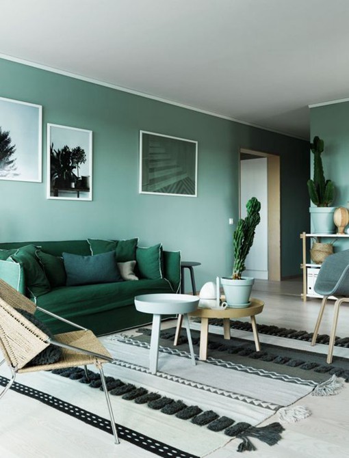 在2016很流行的浅绿色系家装室内设计作品，简约的摆设，温柔的色调，所有的细节都给人以宁静致远的感觉，很棒的室内设计。