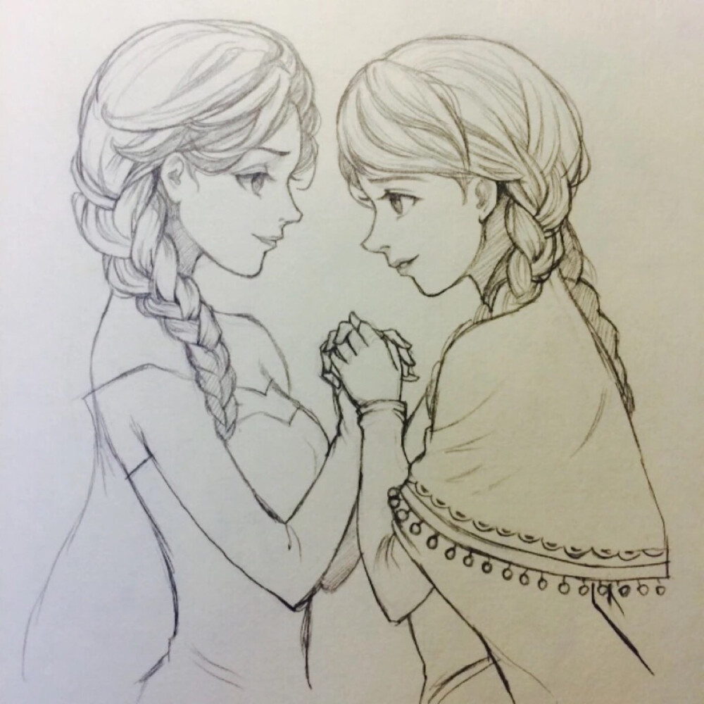 冰雪奇缘 frozen 女王 Elsa 公主 Anna 线稿