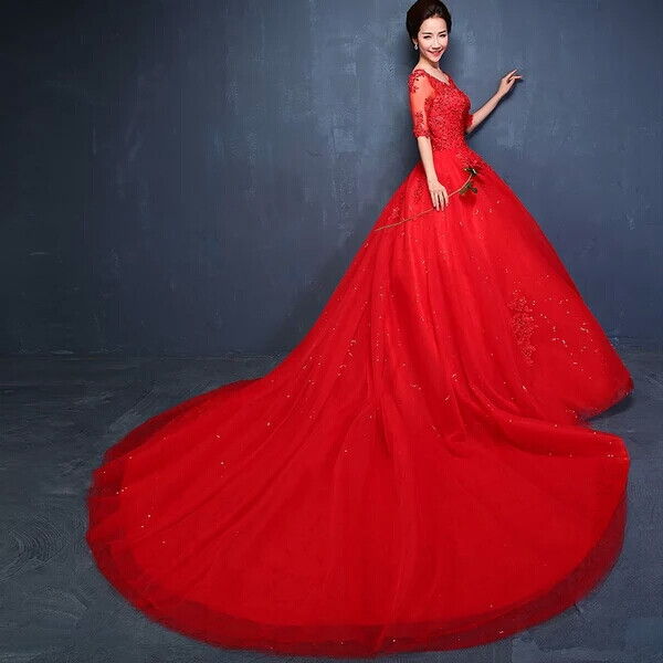 红色婚纱