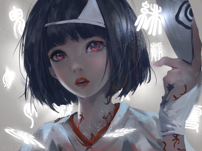 二次元 插画 少年 少女 动漫 妖孽 同人 原创动漫 插画 水里 少女 水波 封面 头像 人物 油画666