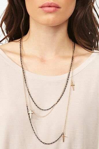 美国代购 NASTY GAL Holy Chain Necklace 混色十字架 项链 N72