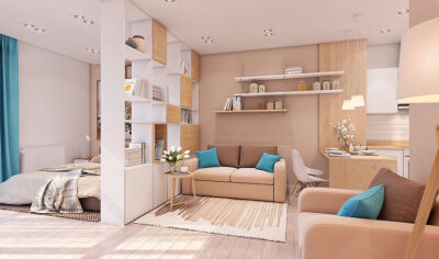 不知如何设计居家风格，那就用色彩来表现吧！针对这套公寓，设计师 Annete Manuilova 就用大地色系，规划了令人感到柔软舒压的空间。下班后回到家中，经过了一整天的压力，极度需要放松，而居住在小面积的屋主们，室…