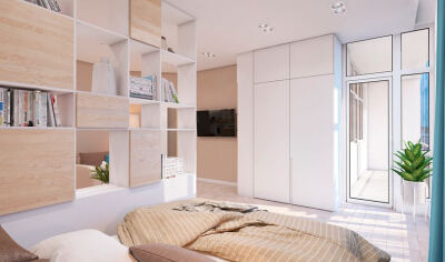 不知如何设计居家风格，那就用色彩来表现吧！针对这套公寓，设计师 Annete Manuilova 就用大地色系，规划了令人感到柔软舒压的空间。下班后回到家中，经过了一整天的压力，极度需要放松，而居住在小面积的屋主们，室…