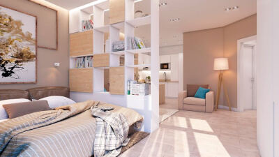 不知如何设计居家风格，那就用色彩来表现吧！针对这套公寓，设计师 Annete Manuilova 就用大地色系，规划了令人感到柔软舒压的空间。下班后回到家中，经过了一整天的压力，极度需要放松，而居住在小面积的屋主们，室…