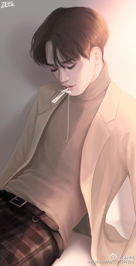 EXO金钟大Chen手绘插画壁纸Fanart by.zeek