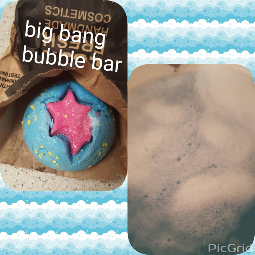 #安利好货 英国手工品牌Lush
这个泡泡芭叫做big bang，产品简介写道"向后躺，思考宇宙"，会出很多泡超级! ! ! ! ! 好看! ! ! !