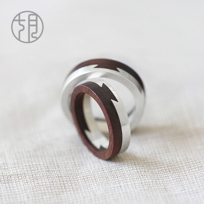 七月原创设计990纯银对戒创意小叶紫檀情侣一对新品 戒指 相与