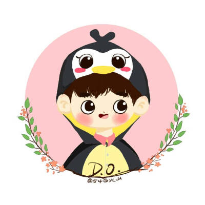 Q版EXO0408四周年贺图fanart萌D.O.都暻秀EXO动物城手绘插画头像by.54白火山