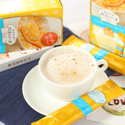 日本AGFmaxim芒果粒煎饼奶油拿铁咖啡 花式咖啡 14.7g一条装