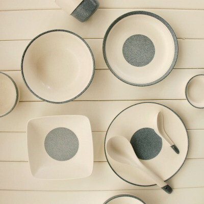 肆月 雪花釉陶瓷餐具套装碗日式米饭碗泡面碗勺盘碟汤勺自由组合