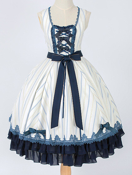 [js-lolita]*图兰朵的三个谜语*古典条纹织金拼色连身裙 预约页面