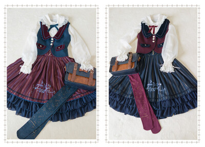 [js-lolita] *图兰朵的三个谜语*条纹绒布拼色马甲 预约页面