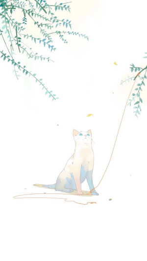猫咪 手绘 水彩 壁纸
