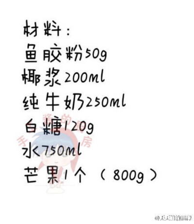 芒果椰汁糕材料