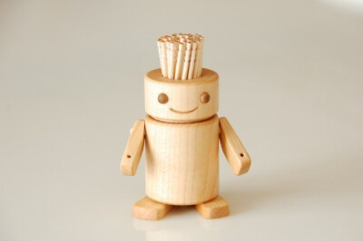 SOETACRAFT 职人木工工艺 橡木桦木 可爱机器人设计牙签盒
