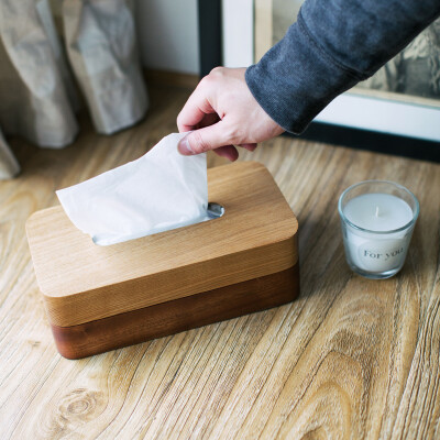 自然和家高端木制纸巾盒 创意时尚简约抽纸盒 送朋友家人