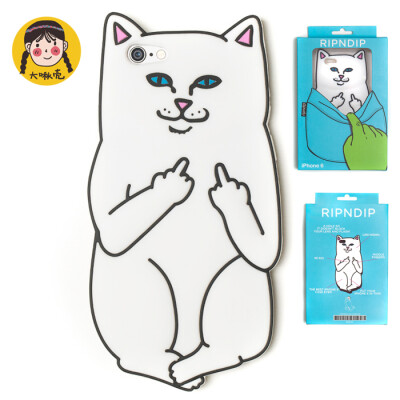 RIPNDIP 中指猫 可爱苹果手机壳6s plus壳猫爪手机