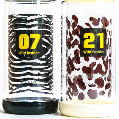 TA-Sta斑马r双层玻璃隔热水杯熊头造型潮人玻璃杯带盖随手杯230ml