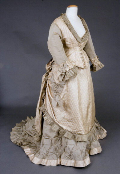 Two-Tone Silk Bustle Dress, ca. 1870s
via Whitaker Auctions