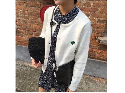 【水滴森林】百搭学院风仙人掌毛衣针织长袖开衫